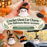 Crochet Ghost Car Charm – Cute Halloween Mirror Accessory