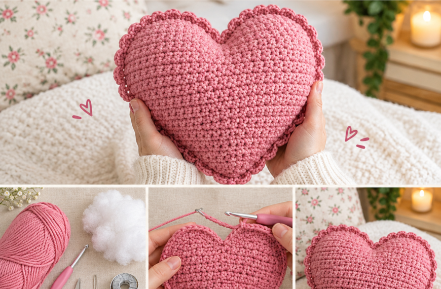 Crochet Heart Pillow – Easy Cozy Crochet Pattern